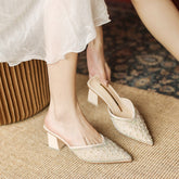 Tacones altos de punta gruesa de hada para mujer