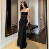 Shiny Silk Twist-Panel Slim-Fit Strapless Dress