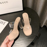 Tacones altos transparentes de plataforma impermeables para mujer, de verano