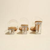 Beliebte Charmante Transparente Einfache Kristall High Heels