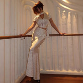 Polka Dot Print Hip Fishtail Skirt Suit