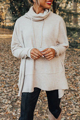 Sudadera con cuello alto y manga dolman estilo waffle