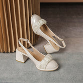 Tacones gruesos y suaves con tiras únicas y geniales para mujer