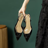 Zapatos de tacón bajo con punta puntiaguda, versátiles y de gran tamaño para mujer