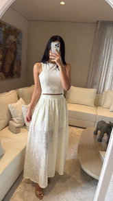 Vest lace skirt suit