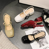 Tacones de falda con puntera gruesa y combinación interior para mujer