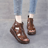 Tacones delanteros de grosor medio estilo romano para mujer