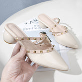 Zapatos de charol gruesos con punta cerrada para mujer, de verano