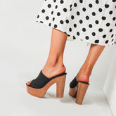 Pantuflas de media caña con suela gruesa de espuma para mujer