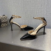 Tacones altos de verano blancos y finos con remaches para mujer