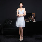 Short Dress With Iridescent Sequins