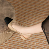 Sandalias bajas de piel de cordero francesa con punta cuadrada para mujer