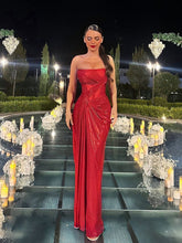 A Spliced Coated Strapless Evening Dress