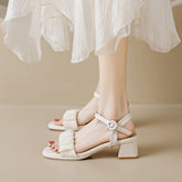 Sandalias de tacón alto con tiras estilo francés de hada para mujer