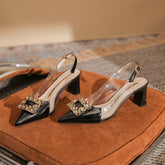 Tacones altos de punta cerrada y vacíos para mujer para el festival de primavera