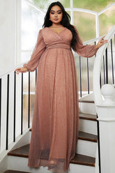 Langärmliges A-Linien-Ball-/Abendkleid in Übergröße