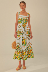 Papaya Salad Scarf Print Maxi Sundress