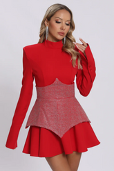 Keilani Red Long Sleeve Mini Dress