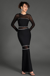 Boyle Black Mesh Bandage Dress