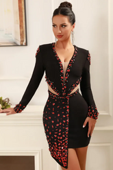 Taylor Asymmetrical Crystal Bandage Mini Dress