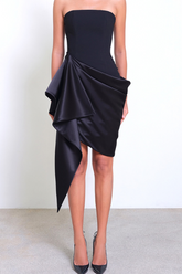 Strapless Draped Silk Dress
