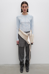 OPEN YY Ribbon Print Mesh Top