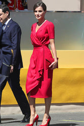 Vestido de cóctel rojo de la Reina Letizia de España
