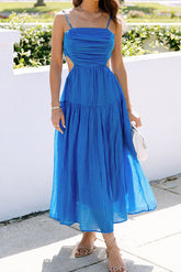 Rückenfreies, königsblaues A-Linien-Kleid mit Cut-Outs