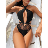 Traje de baño de una pieza con escote halter y espalda descubierta Rita