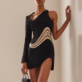 Fifth Avenue – Minikleid mit One-Shoulder-Träger und Rautenmuster