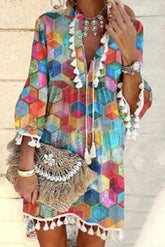 Vestido mini elegante con bloques de color