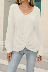 Herbst Winter Solide Weiß Strick Pullover