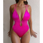 Stacy – Satin-Monokini mit tiefem V-Ausschnitt und hohem Beinausschnitt