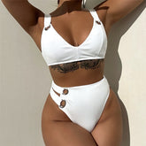 Bikini de cintura alta con aros acanalados y cuello Vickie