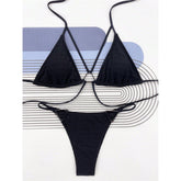 Bikini de corte alto con cuello halter arrugado Rita