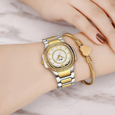 Relojes sencillos de acero inoxidable y cuarzo con diamantes para mujer