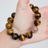 Tiger's Eye Crystal Bracelet with Brown Stone Center
