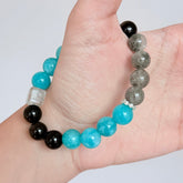 Amazonite, Labradorite & Black Obsidian Bracelet