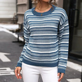 Striped Crew Neck Knit Sweater