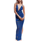 Überziehkleid mit Quasten und V-Ausschnitt