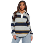 Stripe Long-Sleeved Polo Shirt