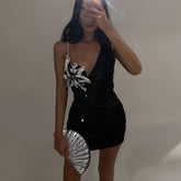 Miss Me – One-Shoulder-Minikleid mit Kristallen