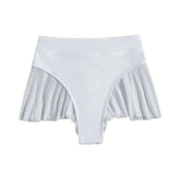 Pantalón de patchwork con volantes de malla sólida