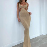 Ama – Gestricktes Maxikleid mit Cut-outs