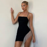 Minikleid mit Kristallen und Strassbesatz