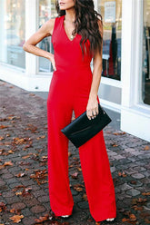 Mono con cuello en V y espalda abierta