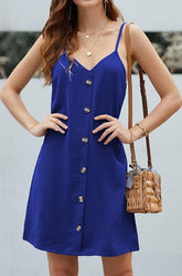 Einreihiges, lockeres Sling-Kleid mit V-Ausschnitt