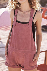 Vintage Pure Color Pockets Romper