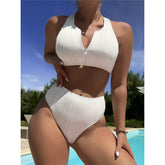 Bikini de cintura alta con relleno y cremallera arrugada Ruth