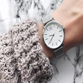 Relojes sencillos de malla de acero inoxidable, relojes de pulsera casuales #K0006